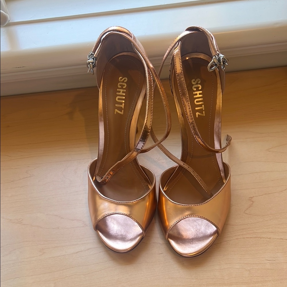 Schutz Women's Rose Gold Strappy Heels
